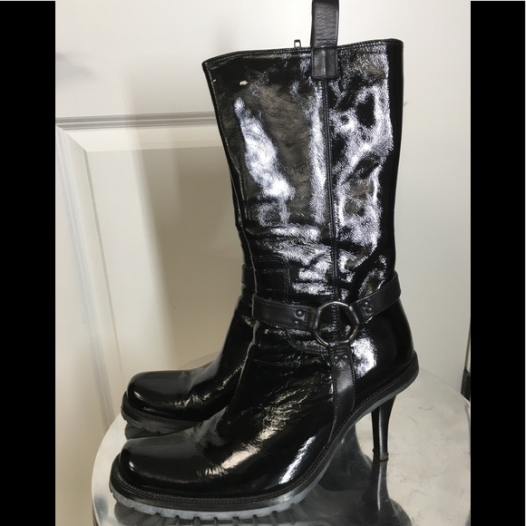 Materia Prima Black Patent biker  boots 38.5. 8.5 - Picture 2 of 12